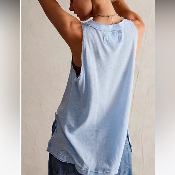 FREE PEOPLE Love Language Tank Blue NWT - Picture 2 of 2